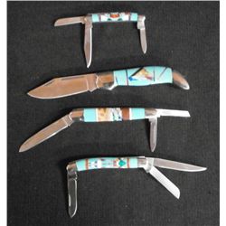 Lot Of 4-Turquoise Multi Inlay Pocket/Stockman