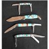 Image 1 : Lot Of 4-Turquoise Multi Inlay Pocket/Stockman