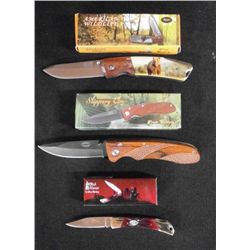 Lot Of 3- Steel Warrior 3" Pocket Knife W/