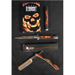 Lot Of 2- "Burn In Hell" Folding Straight Razor