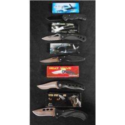 Lot Of 5- Big Blue 4.25" Lockback Knife W/Half
