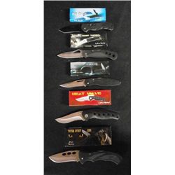 Lot Of 5- Big Blue 4.25" Lockback Knife W/Half