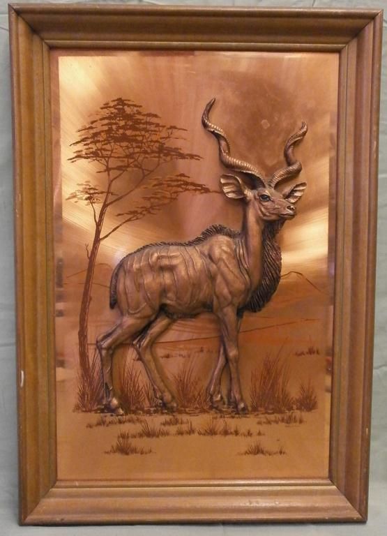 John Louw Copper Relief 3D African Kudu