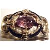 Image 1 : Fabulous Vinage Cuff Bracelet with "Amethyst" type stone, Safety chain