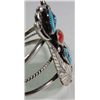 Image 3 : Signed Yazzie Native American Turquoise & Coral Cuff Bracelet