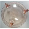 Image 2 : Vintage Pink Three footed bowl with etching of leaves and fuschia flowers  7"dia