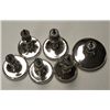 Image 1 : Lot of 6 Silver Mercury Tie Backs, (1) 4 1/2" in dia, (1) 3 1/2" in dia, (4) 3"