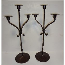 VERY RARE Set of Roycroft Twist Three Font Candlesticks, 20" tall