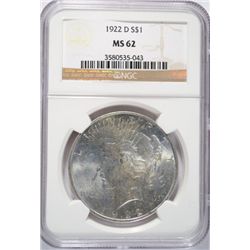 1922-D Peace Dollar NGC MS62 EST $60-65