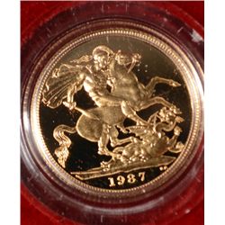 1987 England Proof Gem Sovereign GOLD EST $650-$700