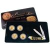 Image 1 : 2008 PRESIDENTIAL COMMEMORATIVE KNIFE AND COIN SET IN DECORATIVE GIFT TIN