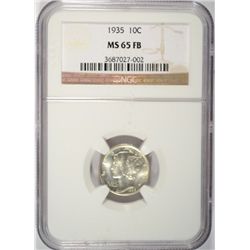 1935 MERCURY DIME NGC MS65 FB