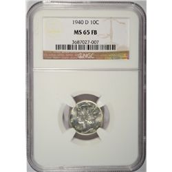 1940-D MERCURY DIME NGC MS65 FB