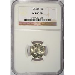 1944-D MERCURY DIME NGC MS65 FB