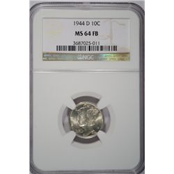 1944-D MERCURY DIME NGC MS64 FB