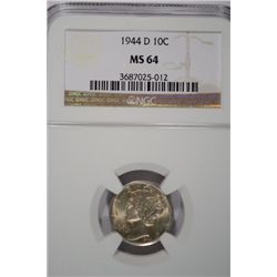 1944-D MERCURY DIME NGC MS64