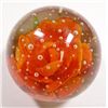 Image 1 : Glass Paperweight, with orange flower inside. 3" in diameter