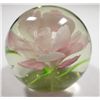 Image 2 : Sweet little Crystal Paperweight with pink flower in center. 2" in diameter