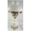 Image 1 : White Milk Glass electric lamp, with diamond pattern not signed 16" tall