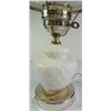 Image 2 : White Milk Glass electric lamp, with diamond pattern not signed 16" tall