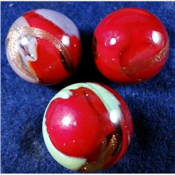 Marbles: Lot 3. 3 Marbles. Contemporary Handmade. 31/32". Mint 9.9