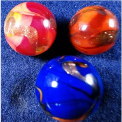 Marbles: Lot 5. 3 Marbles. Contemporary Handmade. 25/32". Mint 9.9