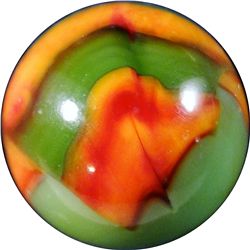 Marbles: Lot 14. Peltier Glass. NLR Flaming Dragon. 5/8". NM+ 8.9.