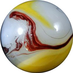 Marbles: Lot 21. Akro Agate Company. Egg Yolk Oxblood. 5/8". NM- 8.2.