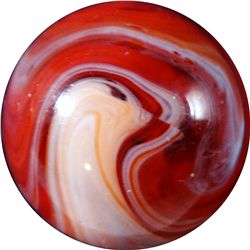 Marbles: Lot 28. Akro Agate Company. Red Slag. Fold Pontil. 23/23". Mint- 9.2.