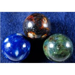 Marbles: Lot 56. Bennington. 3 Marble. Brown, Blue, Green. 3/4 . Mint.