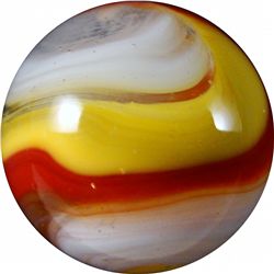 Marble: Lot 72. Akro Agate Company. R/Y Popeye Corkscrew. 3/4". Mint- 9.1.