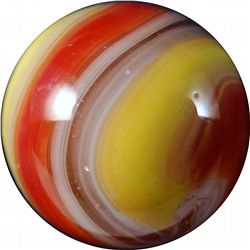 Marble: Lot 93. Akro Agate Company. Red/Yellow Popeye Corkscrew. 23/32 . Mint 9.9.