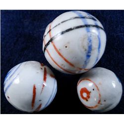 Marbles: Lot 124. 3 Handpainted Glazed Chinas. Mint.