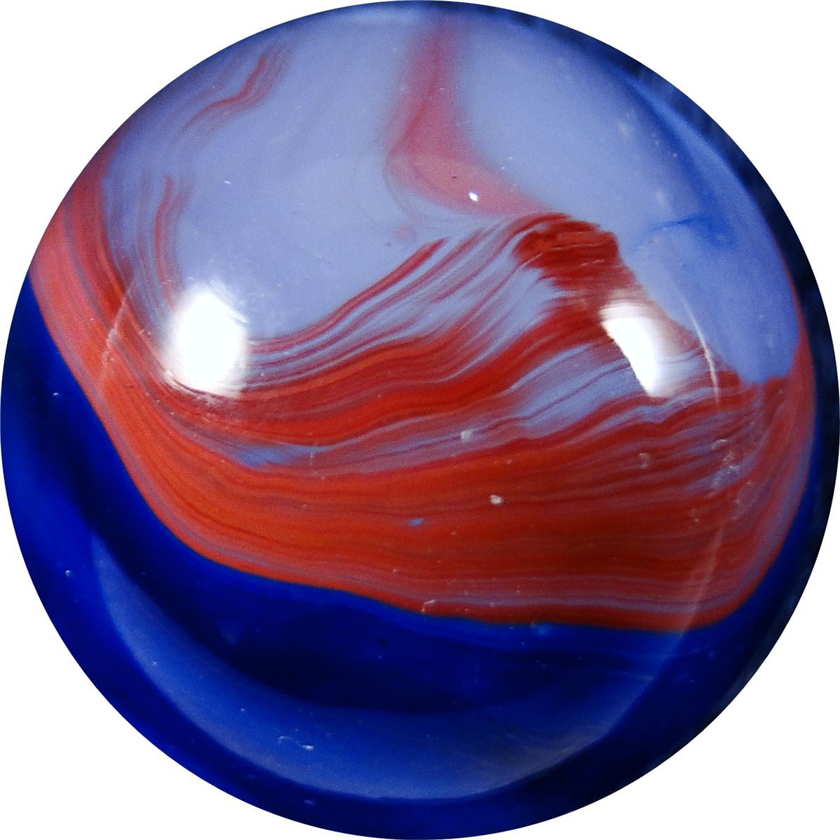 Marbles Lot 142. Akro Agate Company. Blue Oxblood. 11/16". Mint 9.8.