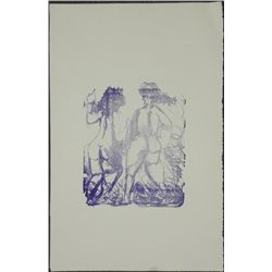 Betty Snyder Rees Original Nude Print 2 Women in Blue