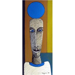 Gunther Temech: Untitled I (Blue Ball) Mixed Media