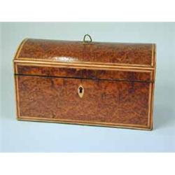 A 19th century burr yew wood tea caddy