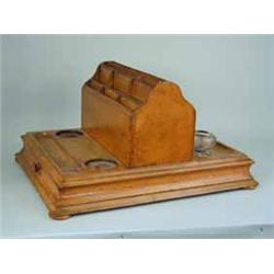 A large 19th century oak double sided deskstand
