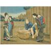 Image 1 : A Japanese silk work picture of a fishseller and women