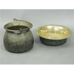 A brass cauldron