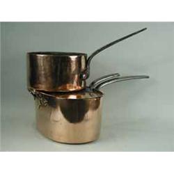 Two late 19th century copper saucepans