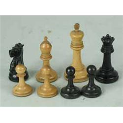 A Jaques weighted boxwood and stained black chess set