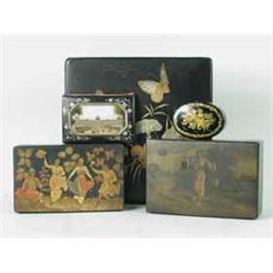 Two Russian papier mache boxes