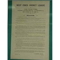 A framed set of rules for the West Essex Cricket Club 1905