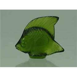 A green moulded paperweight 'Poisson' in the form of a fish