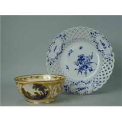 A late 18th/early 19th century Derby bowl with two titled landscape panels 'In Italy' and 'In Hollan