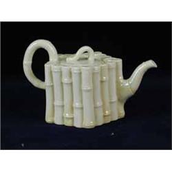 A rare 1st period Belleek bamboo teapot and cover