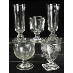 Five 19th century glass rummers
