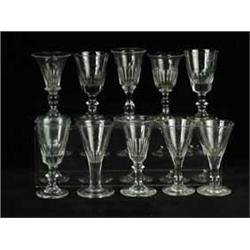 Ten 19th century small glasses all with half faceted bowls