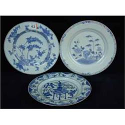 Three early 19th century Chinese blue and white plates